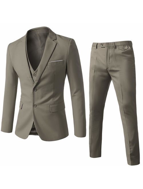 WEEN CHARM Mens Suits 2 Button Slim Fit 3 Pieces Suit