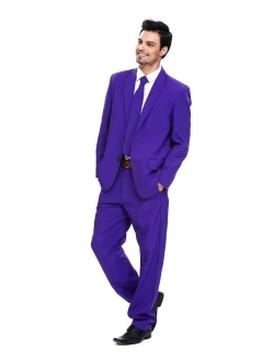 U LOOK UGLY TODAY Mens Party Suit Solid Color Leisure Suit for Holiday Party Jacket with Tie & Pants