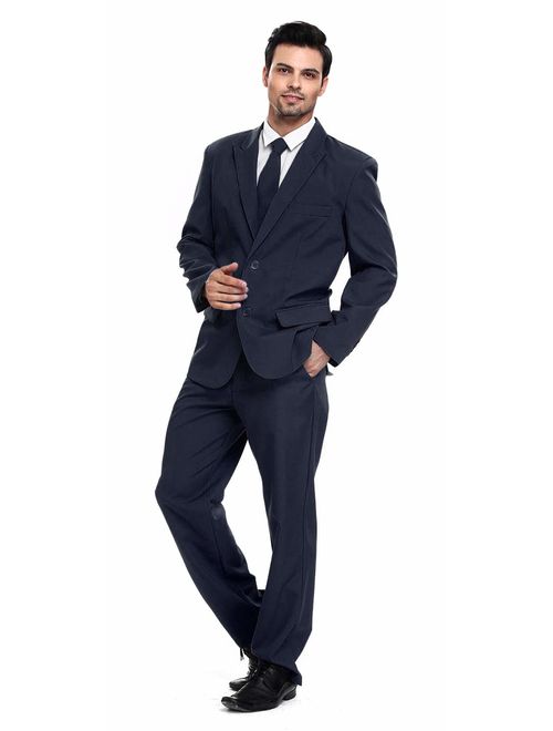 U LOOK UGLY TODAY Mens Party Suit Solid Color Leisure Suit for Holiday Party Jacket with Tie & Pants