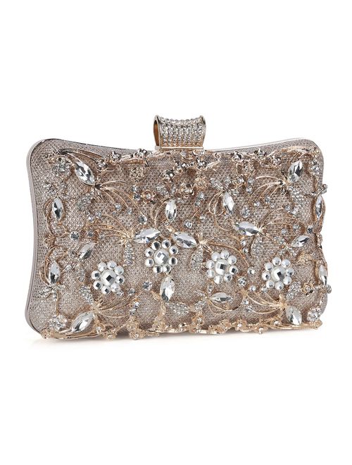 Tanpell Womens Crystal Evening Clutch Bag Wedding Purse Bridal Prom Handbag Party Bag