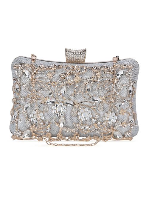 Tanpell Womens Crystal Evening Clutch Bag Wedding Purse Bridal Prom Handbag Party Bag