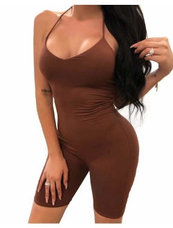 MA&BABY Womens Strapless Tube Jumpsuit Solid Color Sleeveless Bodycon Short Romper Catsuit