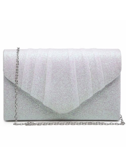 Womens Evening Bag Velvety Pleated Envelope Clutch Handbag Wedding Party Bridal Purse