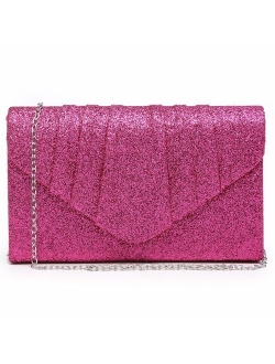 Womens Evening Bag Velvety Pleated Envelope Clutch Handbag Wedding Party Bridal Purse