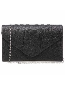 Womens Evening Bag Velvety Pleated Envelope Clutch Handbag Wedding Party Bridal Purse