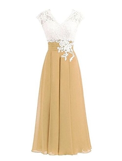 Libaosha Women's Lace Top Button Bridesmaid Dress With Cap Mother Of The Bride Dress