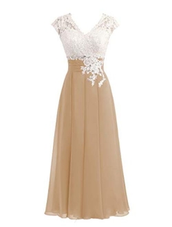 Libaosha Women's Lace Top Button Bridesmaid Dress With Cap Mother Of The Bride Dress