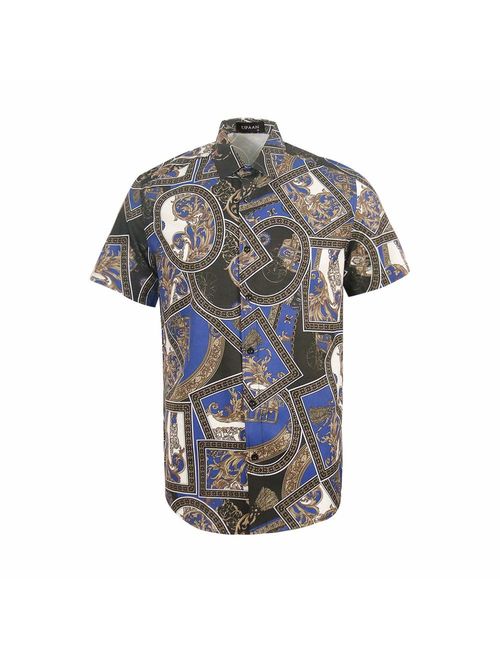 Men's Luxury Design Print Shirts Slim Fit Stylish Short Sleeve Button Down Casual Shirt