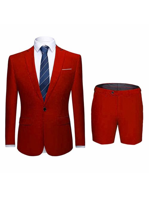 MY'S Men's 3 Piece Slim Fit Suit, One Button Jacket Blazer Vest Pants Set and Tie