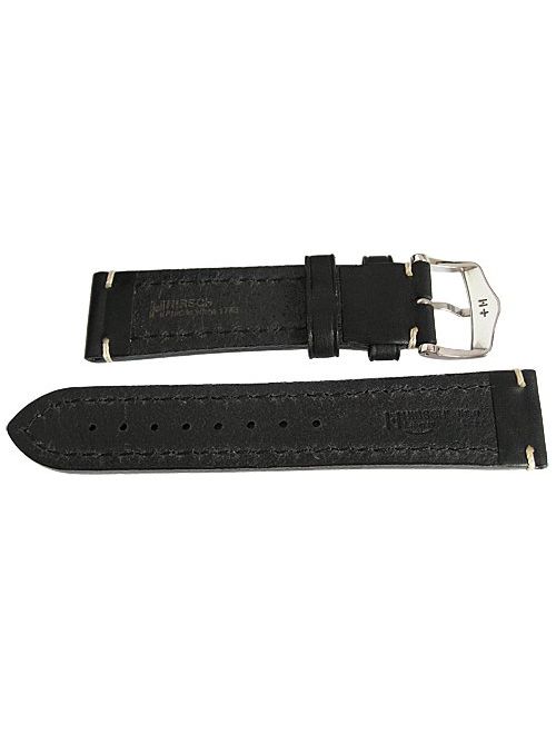 Hirsch Liberty 22mm Black Leather Watch Strap