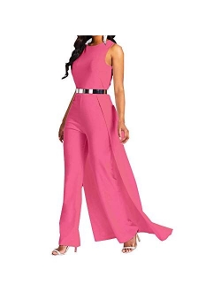 VERWIN Patchwork Overlay Embellished Plain Women's Jumpsuit High-Waist Woman Romper