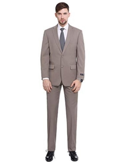 P&L Men's 2-Piece Classic Fit 2 Button Office Dress Suit Jacket Blazer & Pleated Pants Set