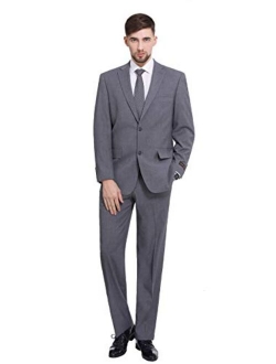 P&L Men's 2-Piece Classic Fit 2 Button Office Dress Suit Jacket Blazer & Pleated Pants Set