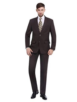 P&L Men's 2-Piece Classic Fit 2 Button Office Dress Suit Jacket Blazer & Pleated Pants Set