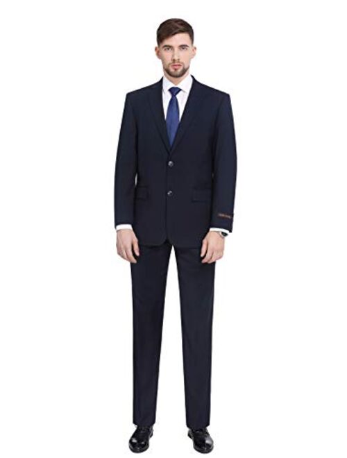 P&L Men's 2-Piece Classic Fit 2 Button Office Dress Suit Jacket Blazer & Pleated Pants Set