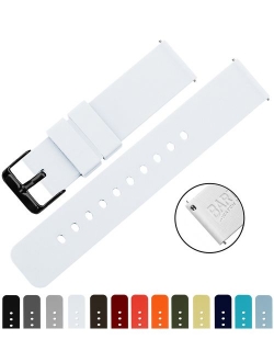 Watch Bands - Soft Silicone Quick Release Straps - Black Buckle - Choose Color & Width - 16mm, 18mm, 20mm, 22mm, 24mm - Silky Smooth Rubber Watch Bands