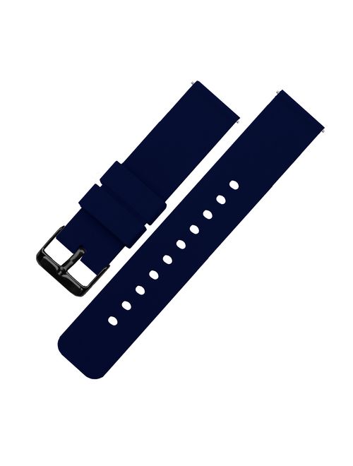 BARTON Watch Bands - Soft Silicone Quick Release Straps - Black Buckle - Choose Color & Width - 16mm, 18mm, 20mm, 22mm, 24mm - Silky Smooth Rubber Watch Bands