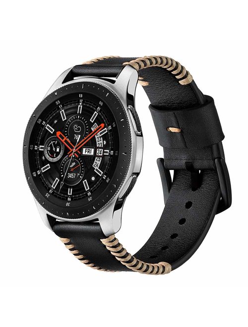 BONSTRAP Compatible with Samsung Galaxy Watch 46mm/Samsung Gear S3 22mm Leather Watch Strap Bands for Gear S3 Frontier/S3 Classic Smartwatch