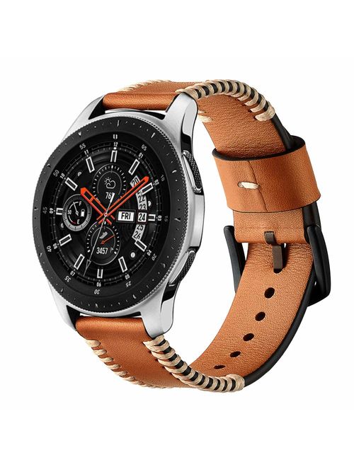 BONSTRAP Compatible with Samsung Galaxy Watch 46mm/Samsung Gear S3 22mm Leather Watch Strap Bands for Gear S3 Frontier/S3 Classic Smartwatch