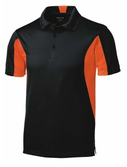 Joe's USA Men's Moisture Wicking Side Blocked Micropique Polo's- Regular, Big and Tall Sizes