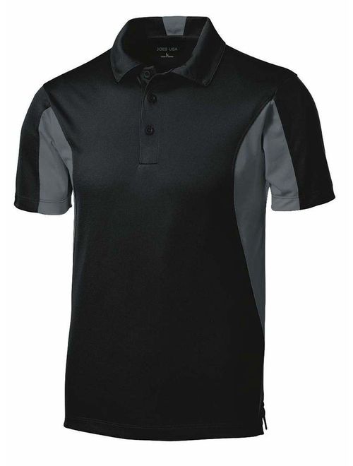 Joe's USA Men's Moisture Wicking Side Blocked Micropique Polo's- Regular, Big and Tall Sizes