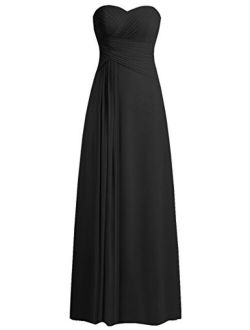 JAEDEN Bridesmaid Dress Prom Dresses Long Sweetheart Chiffon Evening Gown Pleat Strapless