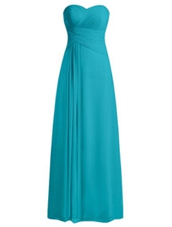 JAEDEN Bridesmaid Dress Prom Dresses Long Sweetheart Chiffon Evening Gown Pleat Strapless