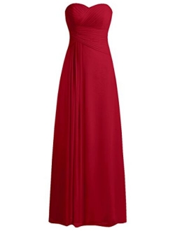 JAEDEN Bridesmaid Dress Prom Dresses Long Sweetheart Chiffon Evening Gown Pleat Strapless