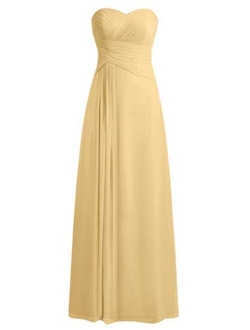 JAEDEN Bridesmaid Dress Prom Dresses Long Sweetheart Chiffon Evening Gown Pleat Strapless