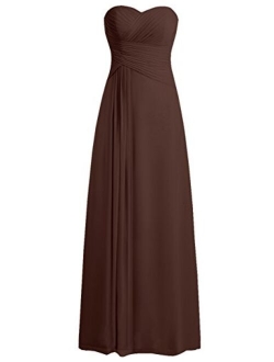 JAEDEN Bridesmaid Dress Prom Dresses Long Sweetheart Chiffon Evening Gown Pleat Strapless