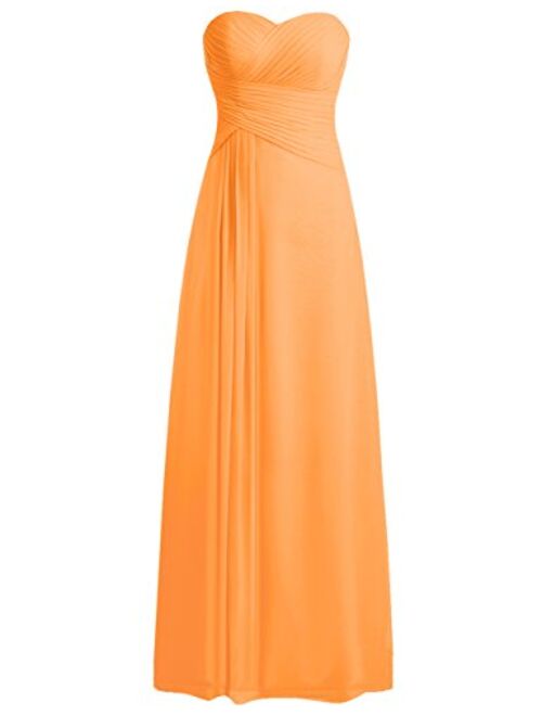 JAEDEN Bridesmaid Dress Prom Dresses Long Sweetheart Chiffon Evening Gown Pleat Strapless