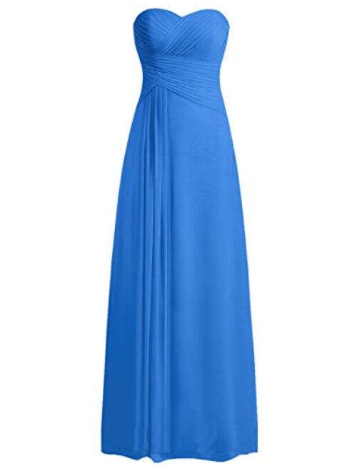 JAEDEN Bridesmaid Dress Prom Dresses Long Sweetheart Chiffon Evening Gown Pleat Strapless