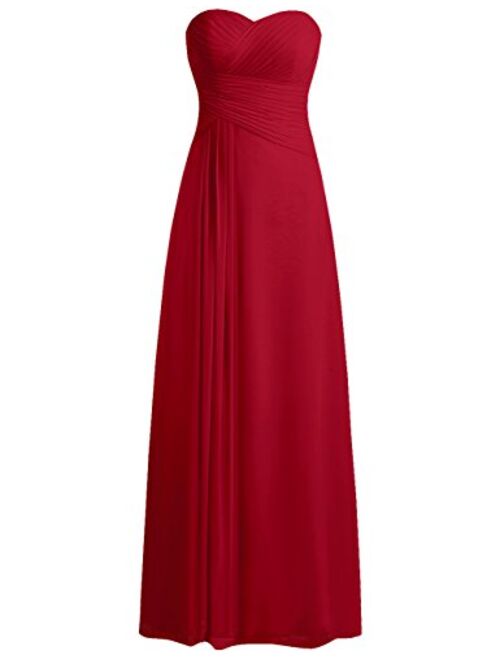 JAEDEN Bridesmaid Dress Prom Dresses Long Sweetheart Chiffon Evening Gown Pleat Strapless