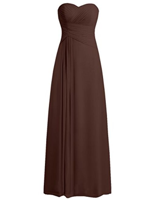 JAEDEN Bridesmaid Dress Prom Dresses Long Sweetheart Chiffon Evening Gown Pleat Strapless