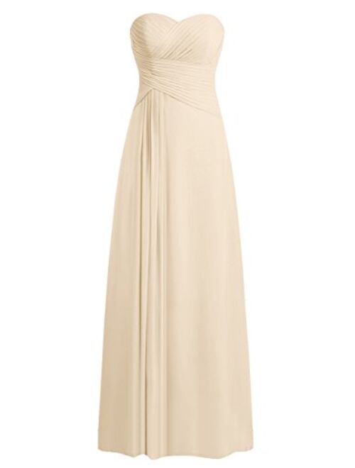 JAEDEN Bridesmaid Dress Prom Dresses Long Sweetheart Chiffon Evening Gown Pleat Strapless