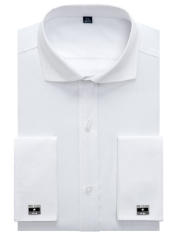 Alimens & Gentle Customize Products Spread Collar French Cuff Regular Fit Dress Shirts (Cufflink Included)