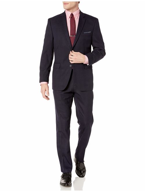 Perry Ellis Men's Two Piece Finished Bottom Slim Fit Suit