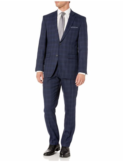 Perry Ellis Men's Two Piece Finished Bottom Slim Fit Suit