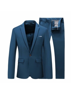 UNINUKOO Mens Slim Fit 2 Piece Single Breasted Jacket Party Prom Tuxedo Suits