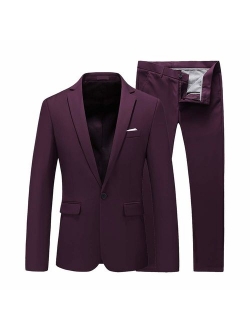 UNINUKOO Mens Slim Fit 2 Piece Single Breasted Jacket Party Prom Tuxedo Suits