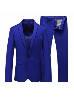 UNINUKOO Mens Slim Fit 2 Piece Single Breasted Jacket Party Prom Tuxedo Suits