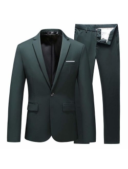 UNINUKOO Mens Slim Fit 2 Piece Single Breasted Jacket Party Prom Tuxedo Suits