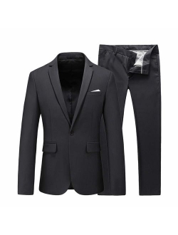 UNINUKOO Mens Slim Fit 2 Piece Single Breasted Jacket Party Prom Tuxedo Suits