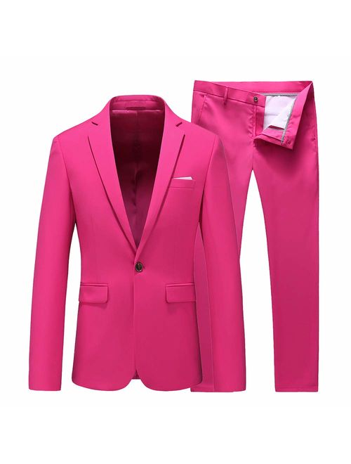 UNINUKOO Mens Slim Fit 2 Piece Single Breasted Jacket Party Prom Tuxedo Suits