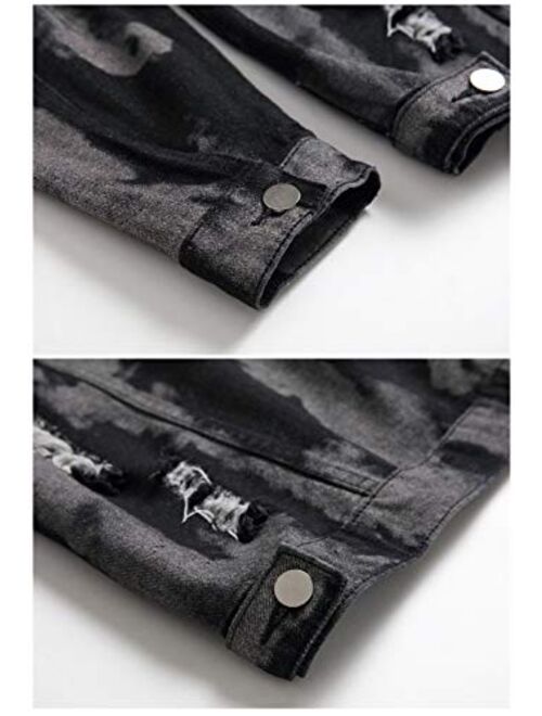 Buy LZLER Jean Jacket for Men, Classic Ripped Slim Denim Jacket