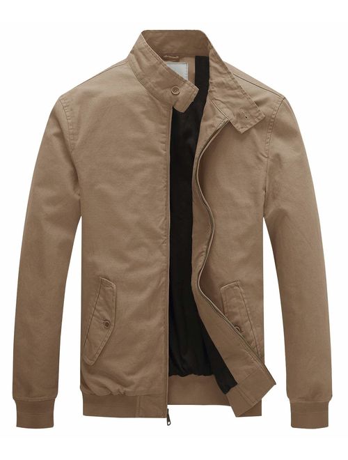 WenVen Men's Causal Cotton Bomber Jacket Classic Outerwear Coat