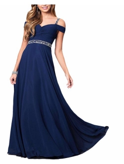 Roiii Women's Elegant Formal Bridesmaid Evening Gown Sleeveless Ruched Party Cocktail Maxi Long Dress