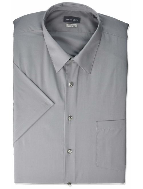van heusen men's short sleeve poplin solid dress shirt