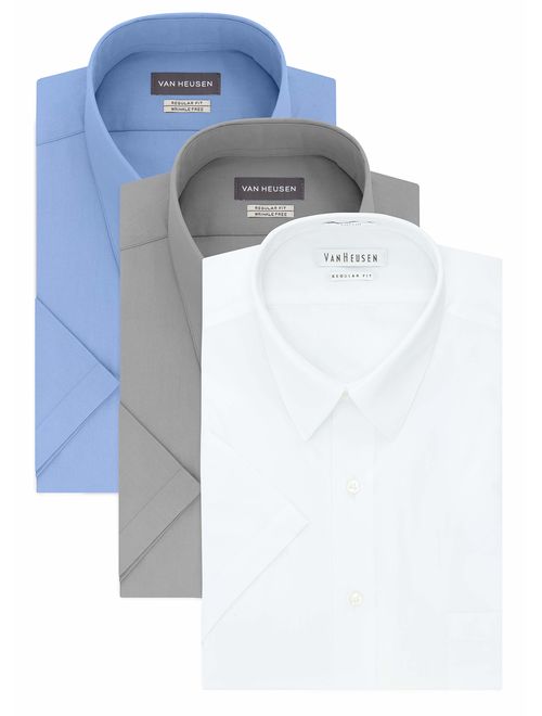 Van Heusen Men's Short Sleeve Dress Shirt Regular Fit Poplin Solid