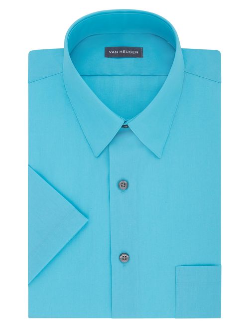 Van Heusen Men's Short Sleeve Dress Shirt Regular Fit Poplin Solid